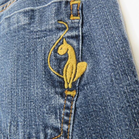 Y2k Baby Phat Jeans Dark Wash Flared Wide Leg Jeans Waist 31" - Picture 6 of 8